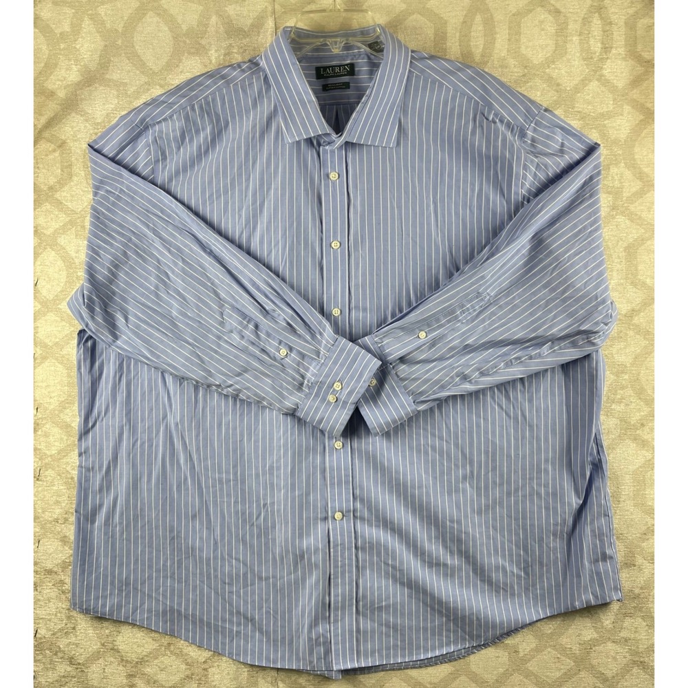 Lauren Ralph Lauren Mens 4XL Blue White Striped Supima Cotton Regular‎ Fit Shirt